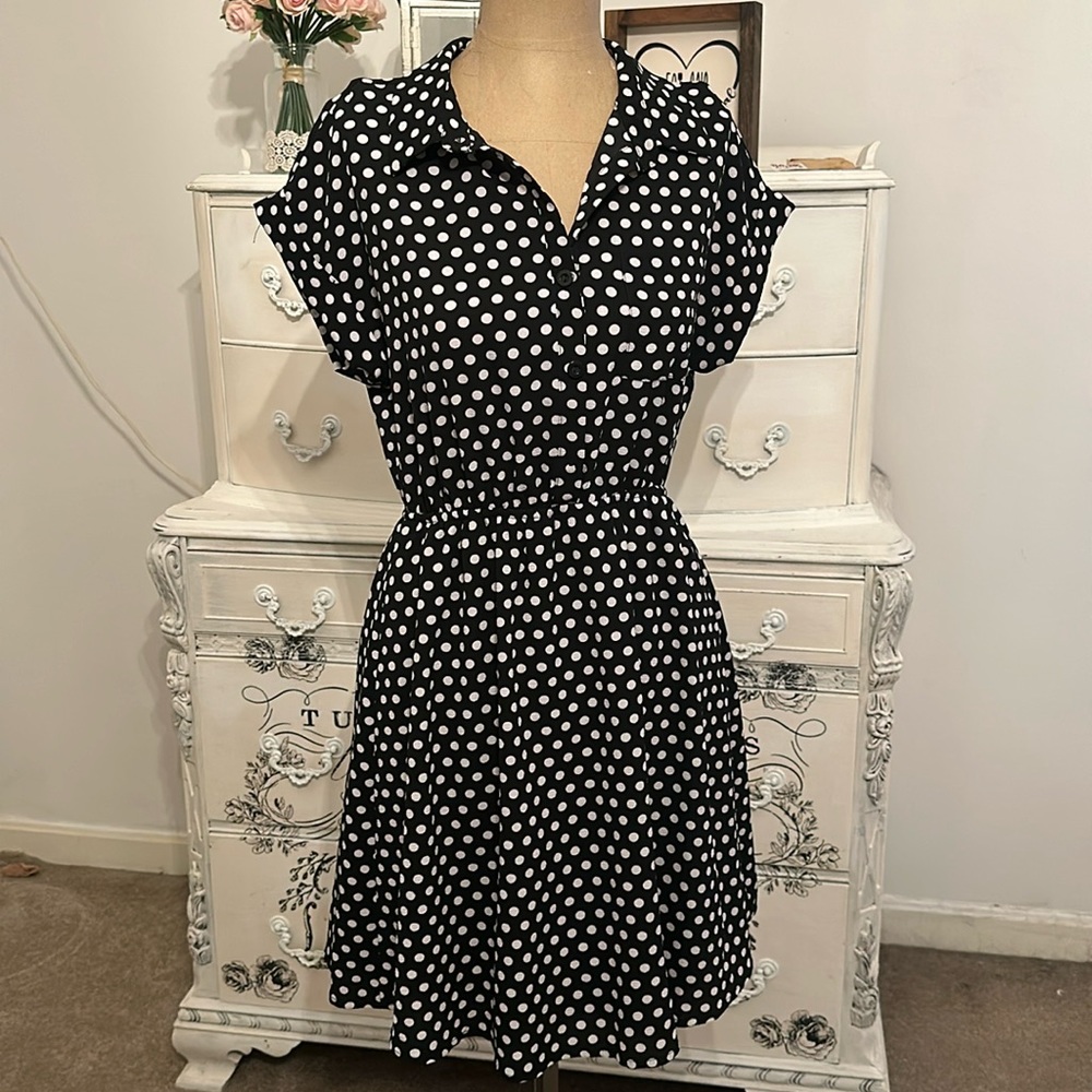 Monteau Black Polkadot 50s Vintage Dress